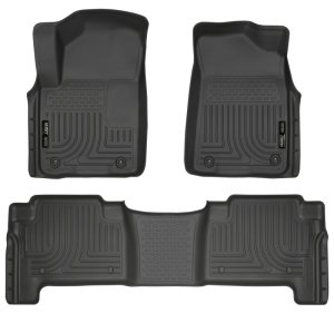 Infiniti QX56 Floor Liners - Front + Rear - Husky Liners - WeatherBeater, Front & 2nd Row - Black - 2011